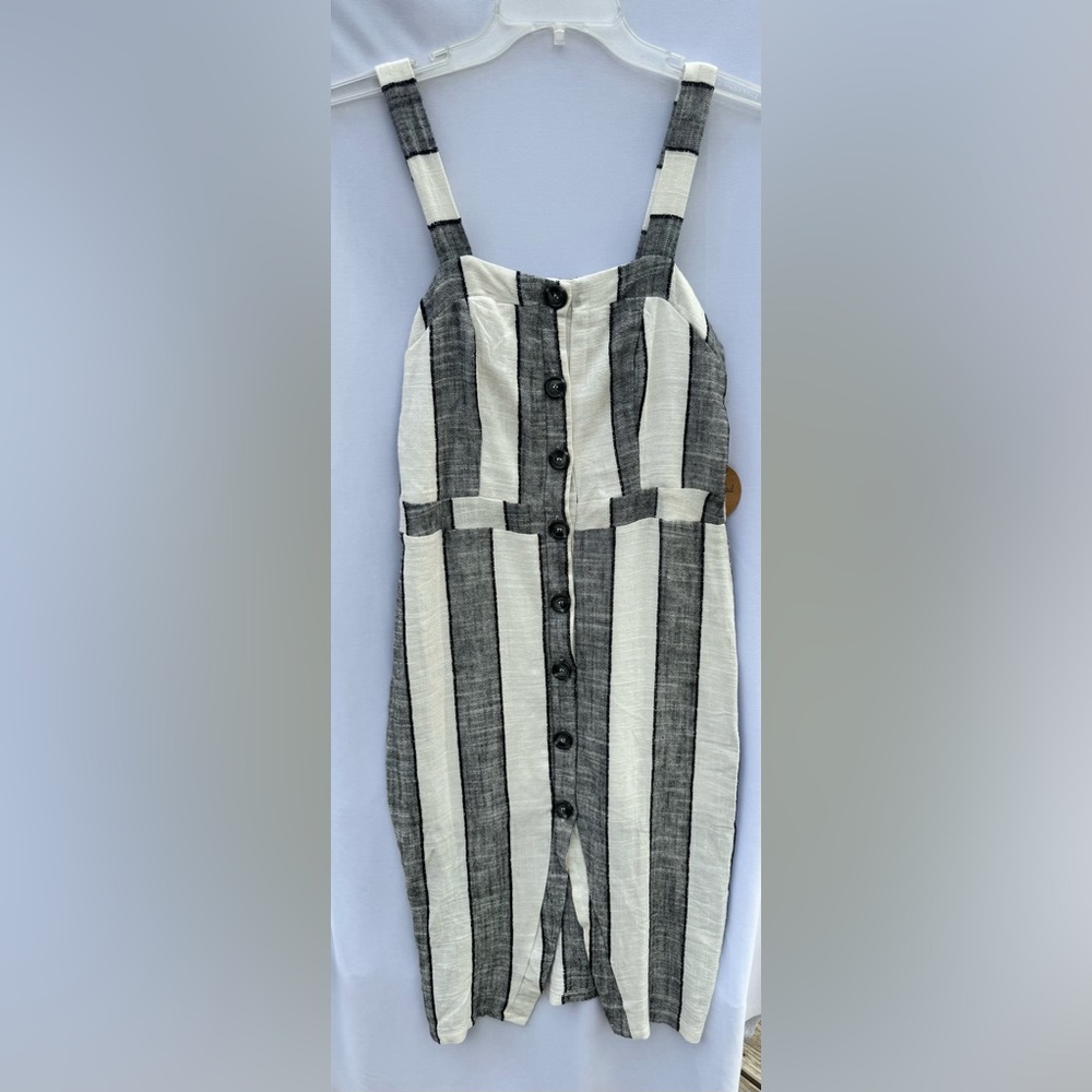NWT Urban Romantics Button Front Midi Tank Dress Charcoal/Cream Size Medium NEW